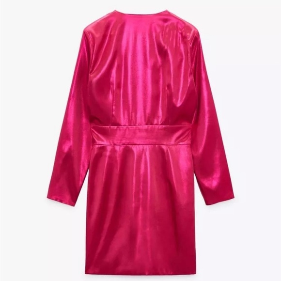 ZARA LAMINATED MINI DRESS FUCHSIA.REF: 9665/757. NWT - Picture 2 of 6